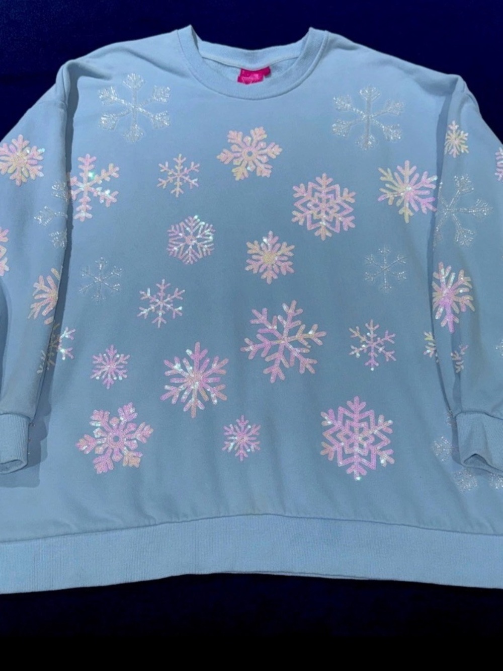 ❄️Queen Of Sparkles 2XL (Oversized) Snowflake Sequined and Beaded Sweatshirt EUC